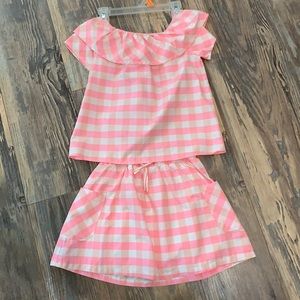 Cat & Jack pink gingham skirt set size Small